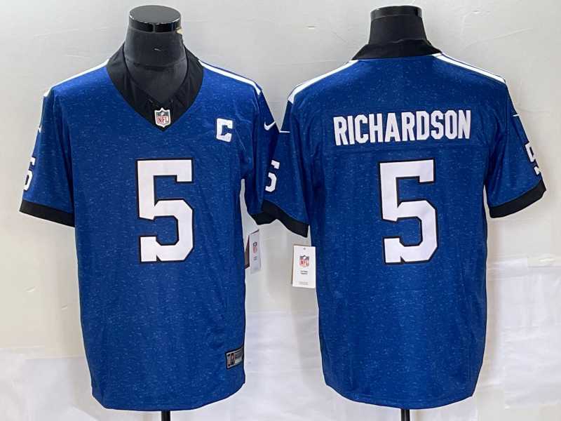 Men & Women & Youth Indianapolis Colts #5 Anthony Richardson Royal 2023 FUSE Indiana Nights Limited Stitched Jersey